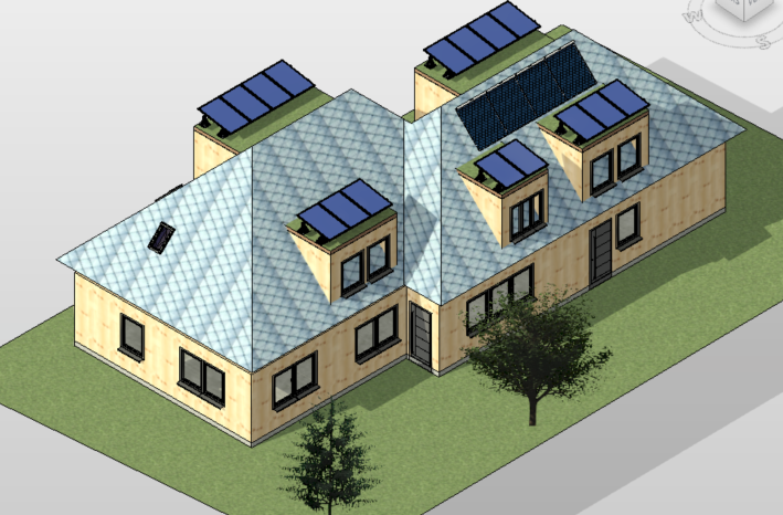 Visualisierung PV Schindeln auf Walmdach